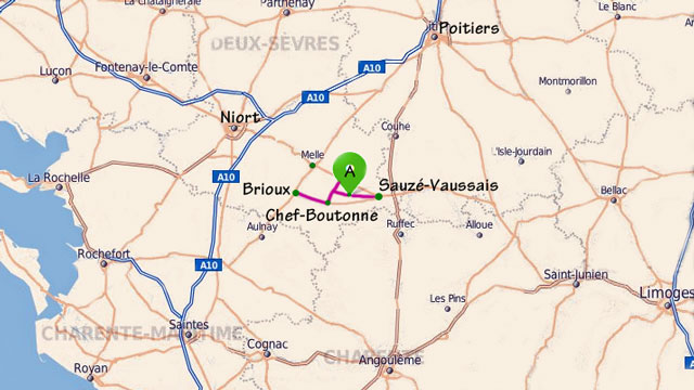 Situation de Guifond sur une carte du Poitou-Charentes