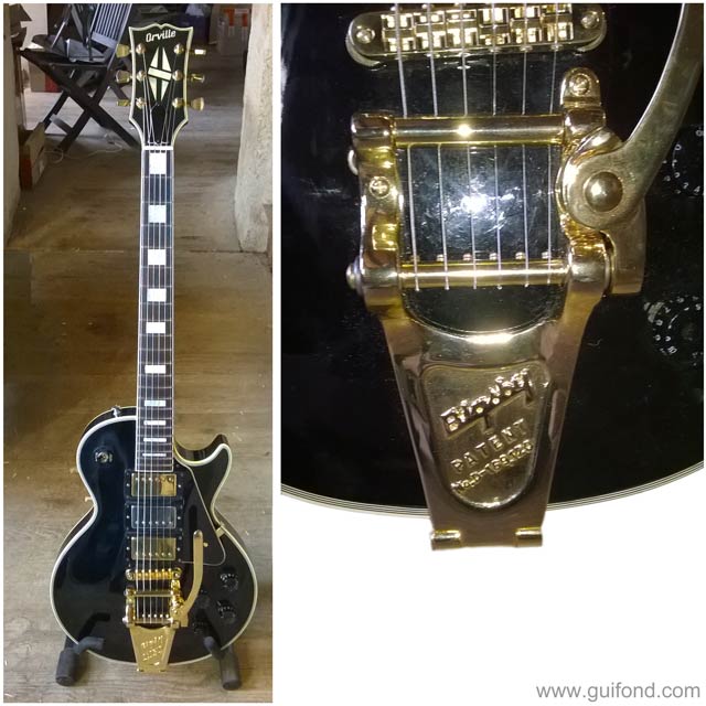 Une guitare Les Paul équipée d'un Bigsby